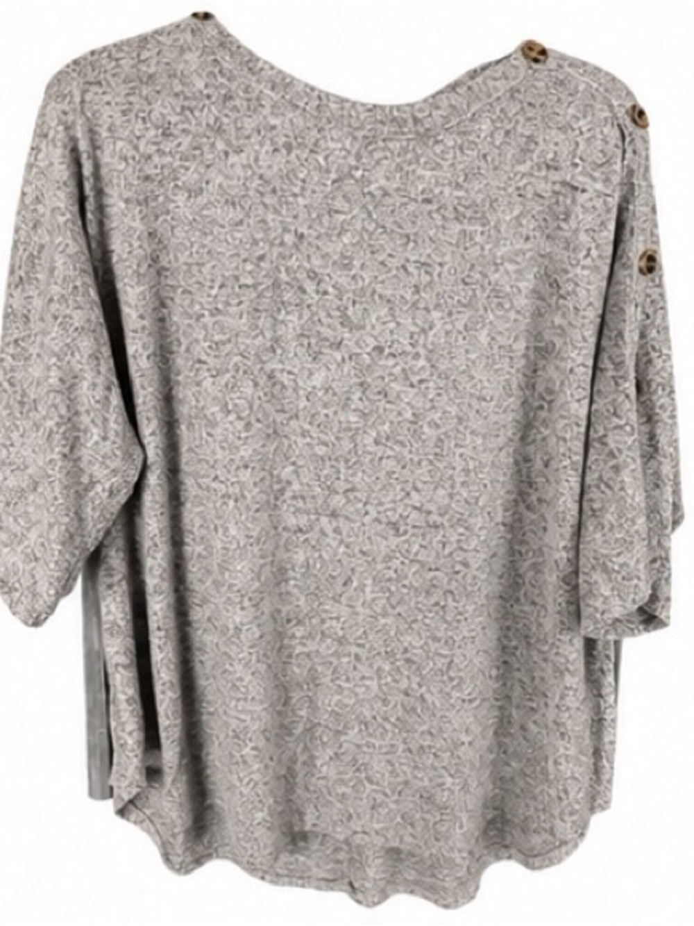 Kim & Cami Heather Gray Top with Floral Lined Neck